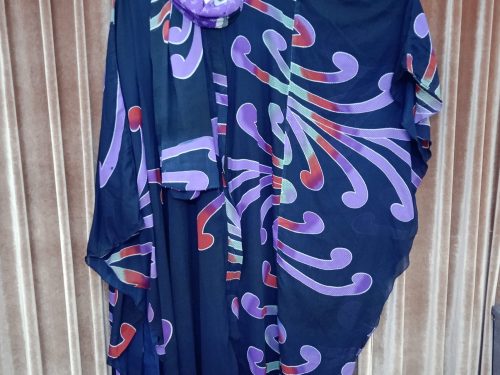 ​Close-up View of Printed Abaya Fabric Design (Pre-loved) — NoboDokan