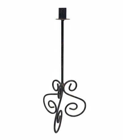 Vintage Wrought Iron Scrollwork Candle Stand | NoboDokan