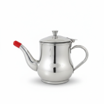 Elegant stainless steel teapot with a built-in infuser for loose leaf tea.