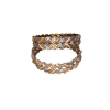Overhead view of luxury two-tone braided bangles featuring a textured gold and silver finish with sparkling diamonds."
