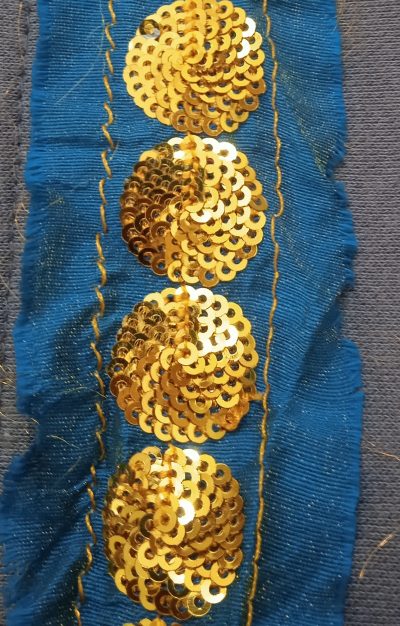 Turquoise Blue Border with Golden Sequins | NoboDokan